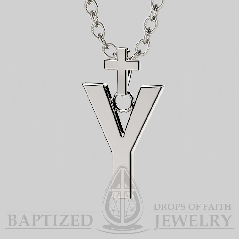 Y Letter Pendant In Sterling Silver - Sterling Silver 925