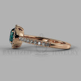 Round Cut Emerald & Diamonds Halo Engagement Ring (0.5ct + 0.25ctw) - 14K Rose Gold