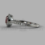Round Cut Ruby & Cubic Zirconia Halo Silver Ring (0.5 Ct + 0.25 Ctw) - Sterling Silver 925