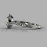 Round Cut Natural Diamond Halo Engagement Ring (0.5ct + 0.25ctw) - 14K White Gold
