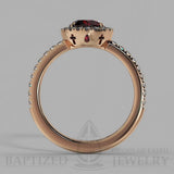 Round Cut Ruby & Diamonds Halo Engagement Ring  (1 Ct + 0.35ctw) - 14K Rose Gold