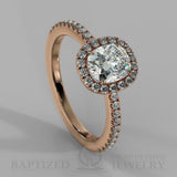 Cushion Cut Natural Diamond Halo Engagement Ring (1 + 0.35 Ctw) - 14K Rose Gold