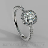 Cushion Cut Natural Diamond Halo Engagement Ring (0.5ct + 0.25ctw) - 14K White Gold