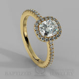 Cushion Cut Natural Diamond Halo Engagement Ring (0.5ct + 0.25ctw) - 14K Yellow Gold