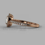 Cushion Cut Natural Diamond Halo Engagement Ring (1 + 0.35 Ctw) - 14K Rose Gold