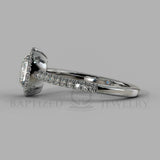 Cushion Cut Natural Diamond Halo Engagement Ring (1 + 0.35 Ctw) - 14K White Gold