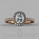 Cushion Cut Natural Diamond Halo Engagement Ring (0.5ct + 0.25ctw) - 14K Rose Gold