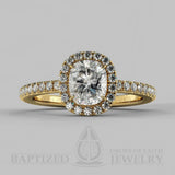 Cushion Cut Natural Diamond Halo Engagement Ring (0.5ct + 0.25ctw) - 14K Yellow Gold