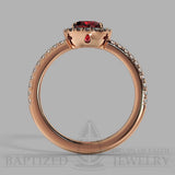 Cushion Cut Ruby & Diamonds Halo Engagement Ring  (0.5ct + 0.25ctw) - 14K Rose Gold