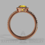 Cushion Cut Fancy Light Yellow Diamond Halo Engagement Ring (0.5ct + 0.25ctw) - 14K Rose Gold