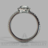 Cushion Cut Natural Diamond Halo Engagement Ring (1 + 0.35 Ctw) - 14K White Gold