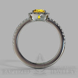 Cushion Cut Fancy Light Yellow Diamond Halo Engagement Ring (0.5ct + 0.25ctw) - 14K White Gold