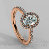 Oval Cut Natural Diamond Halo Engagement Ring (1 Ct + 0.35ctw) - 14K Rose Gold