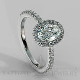 Oval Cut Natural Diamond Halo Engagement Ring (0.5ct + 0.25ctw) - 14K White Gold