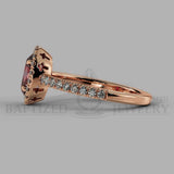 Oval Cut Ruby & Diamonds Halo Engagement Ring  (0.5ct + 0.25ctw) - 14K Rose Gold