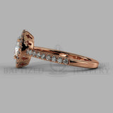 Oval Cut Natural Diamond Halo Engagement Ring (1 Ct + 0.35ctw) - 14K Rose Gold