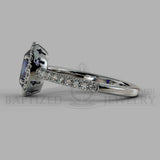 Oval Cut Blue Sapphire & Cubic Zirconia Halo Silver Ring (1.0 Ct + 0.35 Ctw) - Sterling Silver 925
