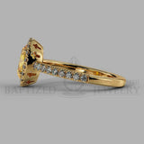 Oval Cut Fancy Light Yellow Diamond Halo Engagement Ring (0.5ct + 0.25ctw) - 14K Yellow Gold
