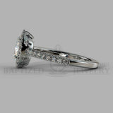 Oval Cut Natural Diamond Halo Engagement Ring (1 Ct + 0.35ctw) - 14K White Gold