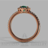 Oval Cut Emerald & Diamonds Halo Engagement Ring (0.5ct + 0.25ctw) - 14K Rose Gold