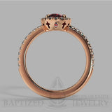 Oval Cut Ruby & Diamonds Halo Engagement Ring  (1 Ct + 0.35ctw) - 14K Rose Gold