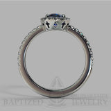 Oval Cut Blue Sapphire & Diamonds Halo Engagement Ring (0.5ct + 0.25ctw) - 14K White Gold