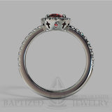 Oval Cut Ruby & Cubic Zirconia Halo Silver Ring (1.0 Ct + 0.35 Ctw) - Sterling Silver 925