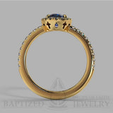 Oval Cut Blue Sapphire & Diamonds Halo Engagement Ring (0.5ct + 0.25ctw) - 14K Yellow Gold