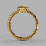 Oval Cut Fancy Light Yellow Diamond Halo Engagement Ring (0.5ct + 0.25ctw) - 14K Yellow Gold