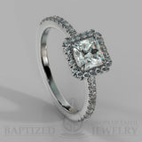 Radiant Cut Natural Diamond Halo Engagement Ring (1 Ct + 0.35ctw) - 14K White Gold