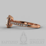 Radiant Cut Natural Diamond Halo Engagement Ring (0.5ct + 0.25ctw) - 14K Rose Gold