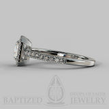 Radiant Cut Natural Diamond Halo Engagement Ring (1 Ct + 0.35ctw) - 14K White Gold