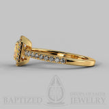 Radiant Cut Fancy Light Yellow Diamond Halo Engagement Ring (0.5ct + 0.25ctw) - 14K Yellow Gold