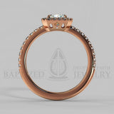 Radiant Cut Natural Diamond Halo Engagement Ring (0.5ct + 0.25ctw) - 14K Rose Gold