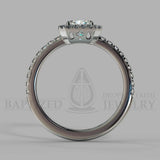Radiant Cut Natural Diamond Halo Engagement Ring (0.5ct + 0.25ctw) - 14K White Gold