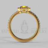 Radiant Cut Fancy Light Yellow Diamond Halo Engagement Ring (0.5ct + 0.25ctw) - 14K Yellow Gold