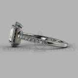 Emerald Cut Natural Diamond Halo Engagement Ring (0.5ct + 0.25ctw) - 14K White Gold