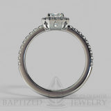 Emerald Cut Natural Diamond Halo Engagement Ring (0.5ct + 0.25ctw) - 14K White Gold