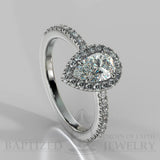 Pear Shape Natural Diamond Halo Engagement Ring (0.5ct + 0.25ctw) - 14K White Gold
