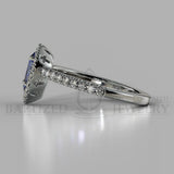 Pear Shape Blue Sapphire & Diamonds Halo Engagement Ring (0.5ct + 0.25ctw) - 14K White Gold