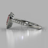 Pear Shape Ruby & Diamonds Halo Engagement Ring  (0.5ct + 0.25ctw) - 14K White Gold