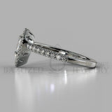 Pear Shape Cubic Zirconia Halo Silver Ring (1.0 Ct + 0.35 Ctw) - Sterling Silver 925