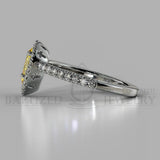 Pear Shape Fancy Light Yellow Diamond Halo Engagement Ring (0.5ct + 0.25ctw) - 14K White Gold