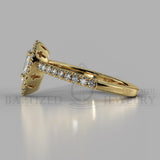 Pear Shape Natural Diamond Halo Engagement Ring (1 Ct + 0.35ctw) - 14K Yellow Gold