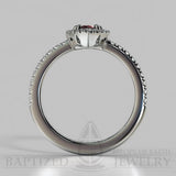 Pear Shape Ruby & Cubic Zirconia Halo Silver Ring (1.0 Ct + 0.35 Ctw) - Sterling Silver 925