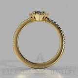 Pear Shape Blue Sapphire & Diamonds Halo Engagement Ring (0.5ct + 0.25ctw) - 14K Yellow Gold