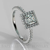 Princess Cut Natural Diamond Halo Engagement Ring (0.5ct + 0.25ctw) - 14K White Gold