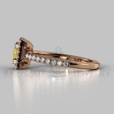Princess Cut Fancy Light Yellow Diamond Halo Engagement Ring (0.5ct + 0.25ctw) - 14K Rose Gold