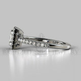 Princess Cut Natural Diamond Halo Engagement Ring (0.5ct + 0.25ctw) - 14K White Gold