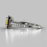 Princess Cut Fancy Light Yellow Diamond Halo Engagement Ring (0.5ct + 0.25ctw) - 14K White Gold